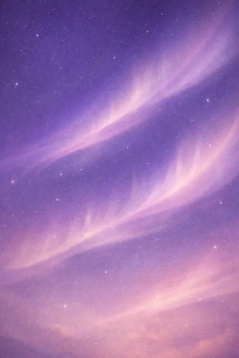 Aesthetic aurora wallpaper with faint ribbons of light drifting across a lavender night sky