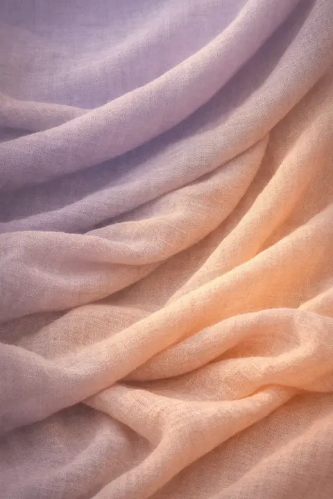 Aesthetic linen wallpaper with soft folded fabric in warm neutral tones and gentle side light