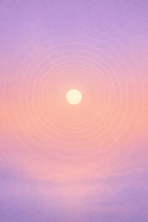 Aesthetic minimalist wallpaper with concentric thin rings around a small pale sun disc