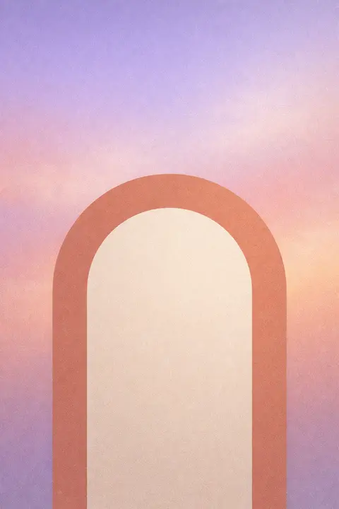 Aesthetic minimalist wallpaper with one large soft arch shape in clay and cream tones