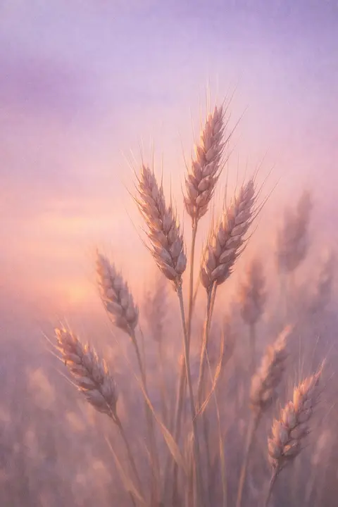 Aesthetic wheat wallpaper with wheat heads catching the last warm light at dusk