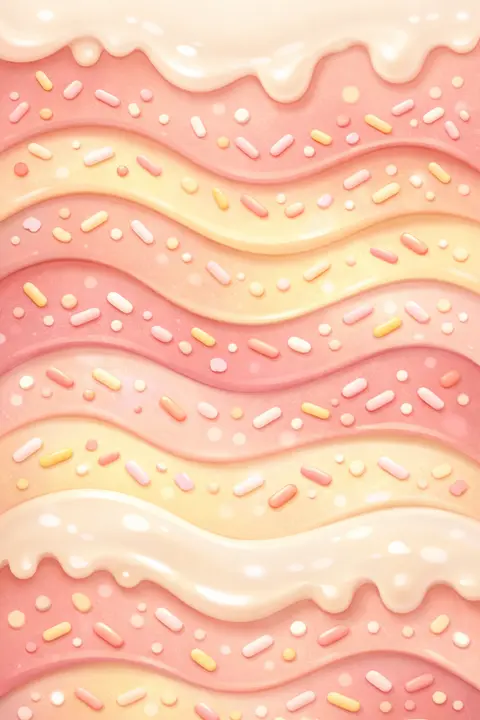 Cute wallpaper of pastel rainbow sprinkles and cream waves like a candy shop dream