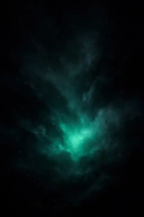 Dark green wallpaper with a slow bloom of deep emerald light through black mist
