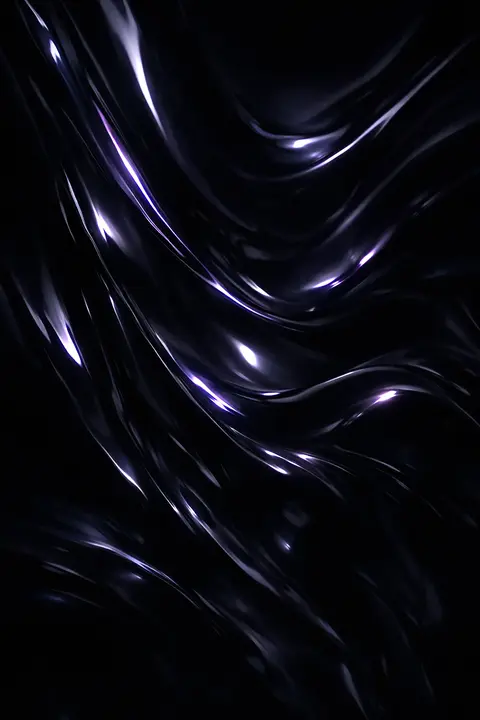 Dark wallpaper of flowing liquid obsidian with subtle violet highlights