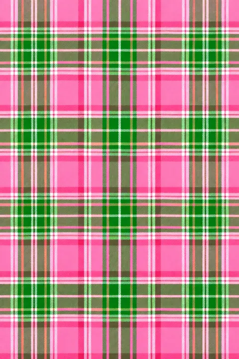 Fondo preppy de cuadros escoceses en rosa chicle y verde hierba