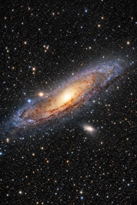 Realistic space wallpaper like a long exposure astrophotograph of a neighbouring galaxy