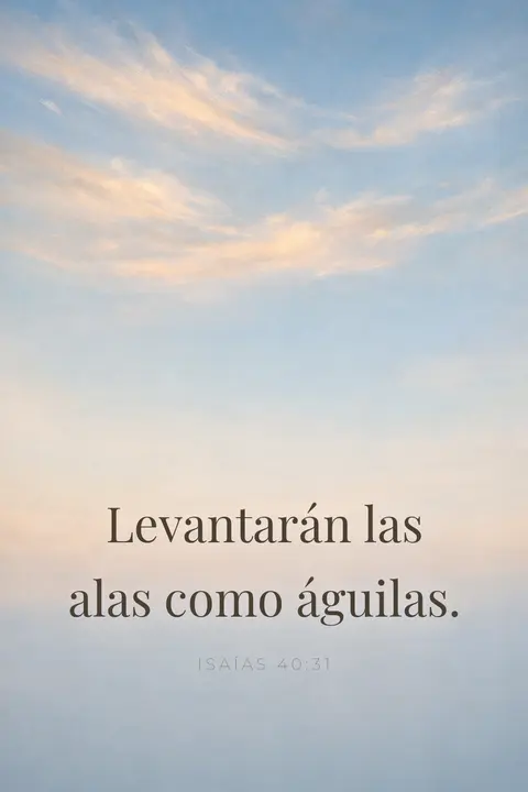 Fondo de pantalla cristiano con Isaías 40:31 en tipografía serif sobre un cielo abierto con cirros altos