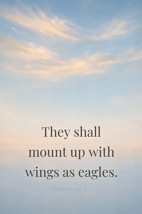 Bible verse wallpaper with Isaiah 40:31 in display serif type over a vast open sky with high cirrus clouds
