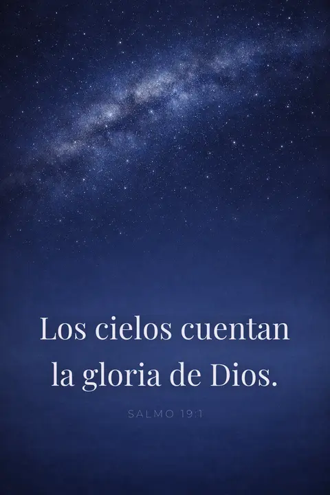 Fondo de pantalla cristiano con el Salmo 19:1 en tipografía serif sobre un cielo índigo con la vía láctea