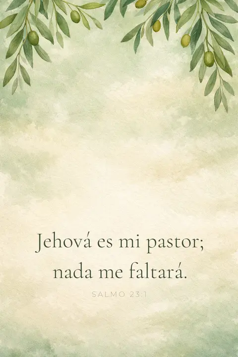 Fondo de pantalla cristiano con el Salmo 23:1 en tipografía serif sobre una acuarela verde salvia con ramas de olivo