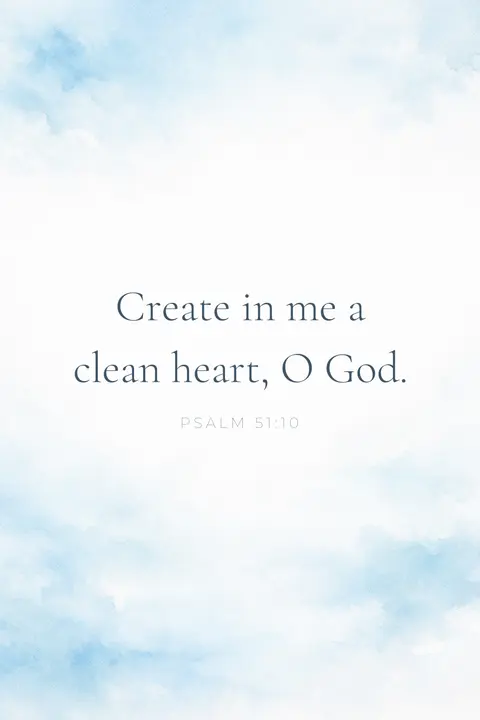 Bible verse wallpaper with Psalm 51:10 in serif type over a clean white and pale blue watercolour wash