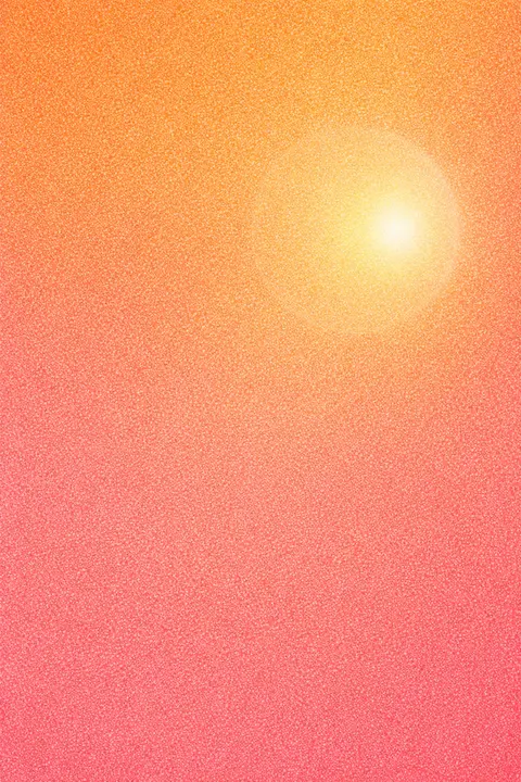 Y2K wallpaper of a tangerine to coral gradient with a soft round lens flare and grainy sherbet texture